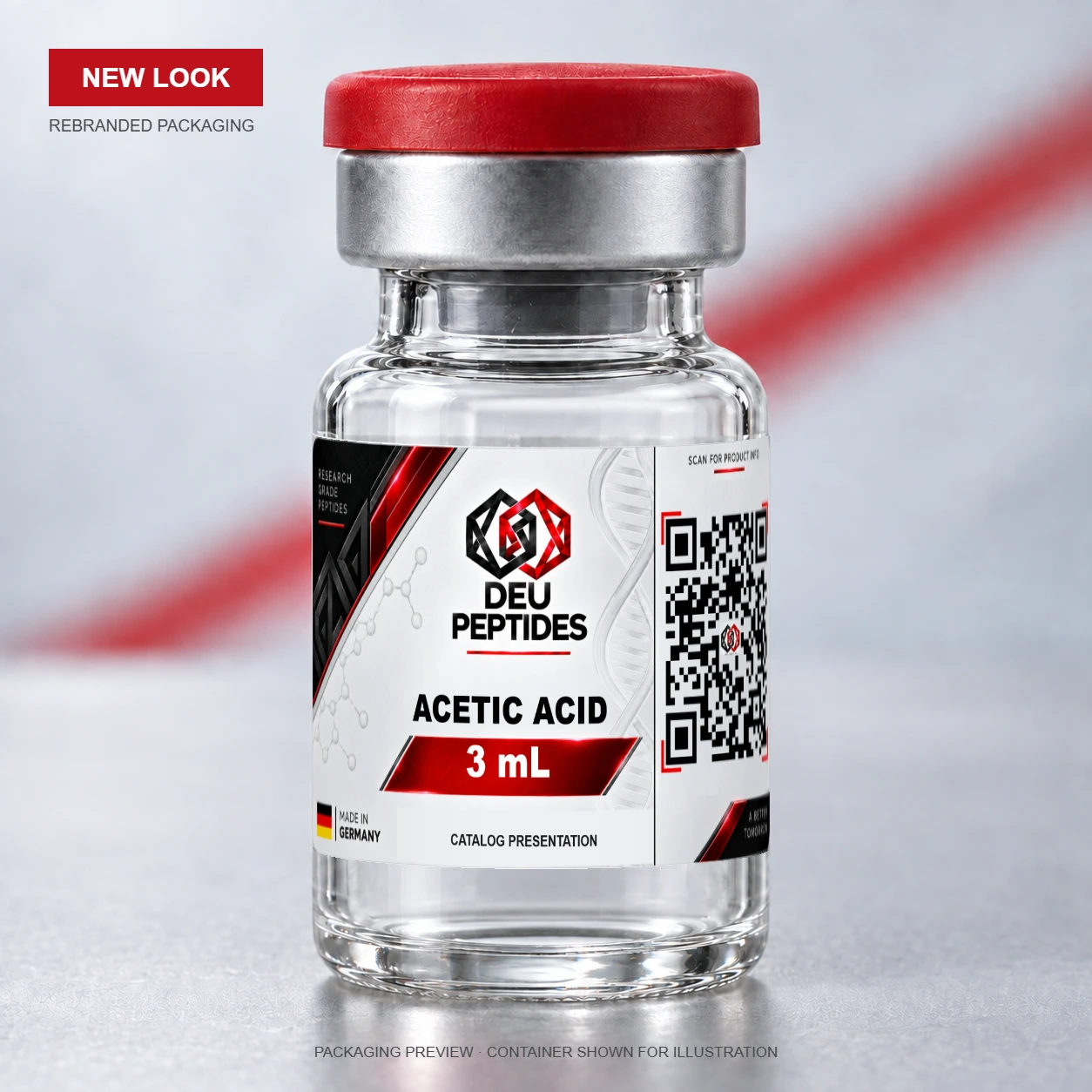 Acetic Acid 3mL DEU Peptides rebranded vial